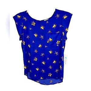 Alice Blue Floral Blouse Key Hole Neck, Sz S